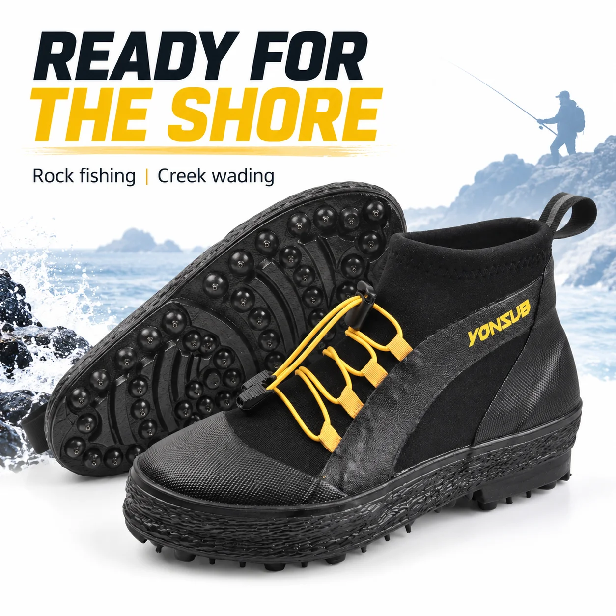 Outdoor Adventure For Adults - YONSUB Rock Fishing Shoes Studded Rubber