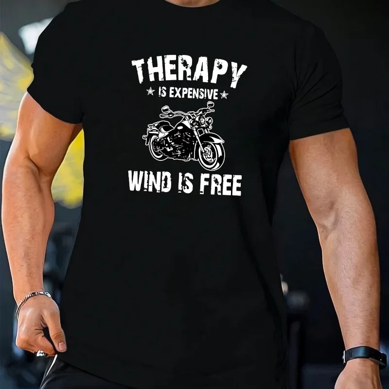 Outdoor Adventures - Motorcycle Graphic T-Shirt for Men,Ultra-Casual Short