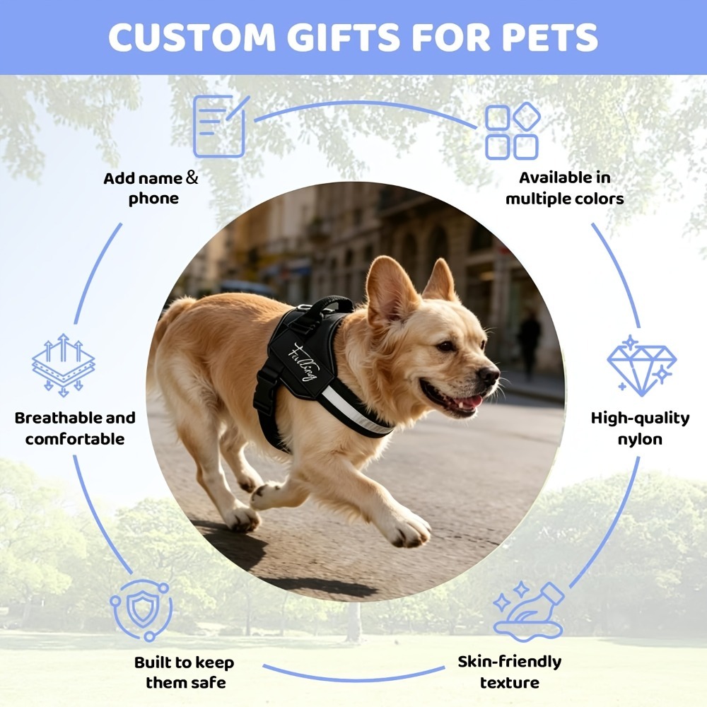 Personalized No-Pull Dog Harne - Outdoor Adventure Names recension och pris