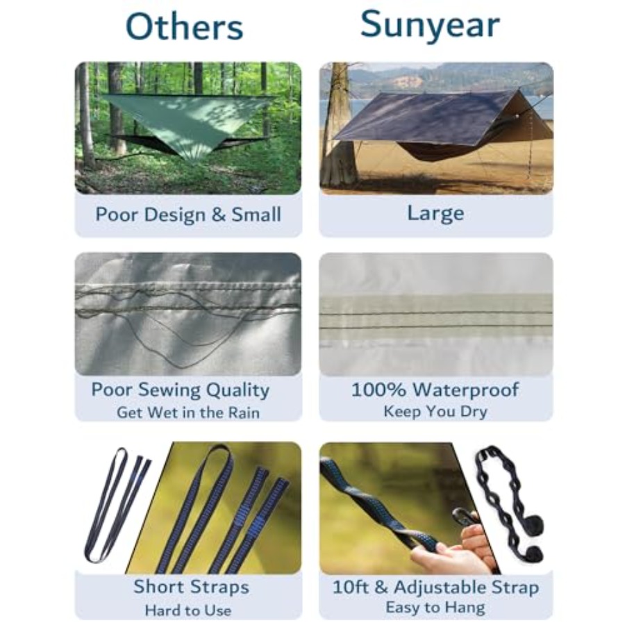 Portable Camping Hammock with  - Hammock Rain Tarp recension och pris