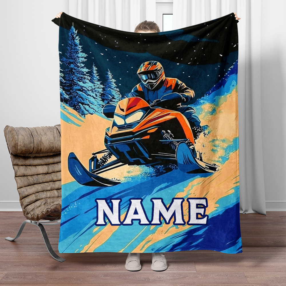Personalized Snowmobile Blanke - Outdoor Adventure Names recension och pris