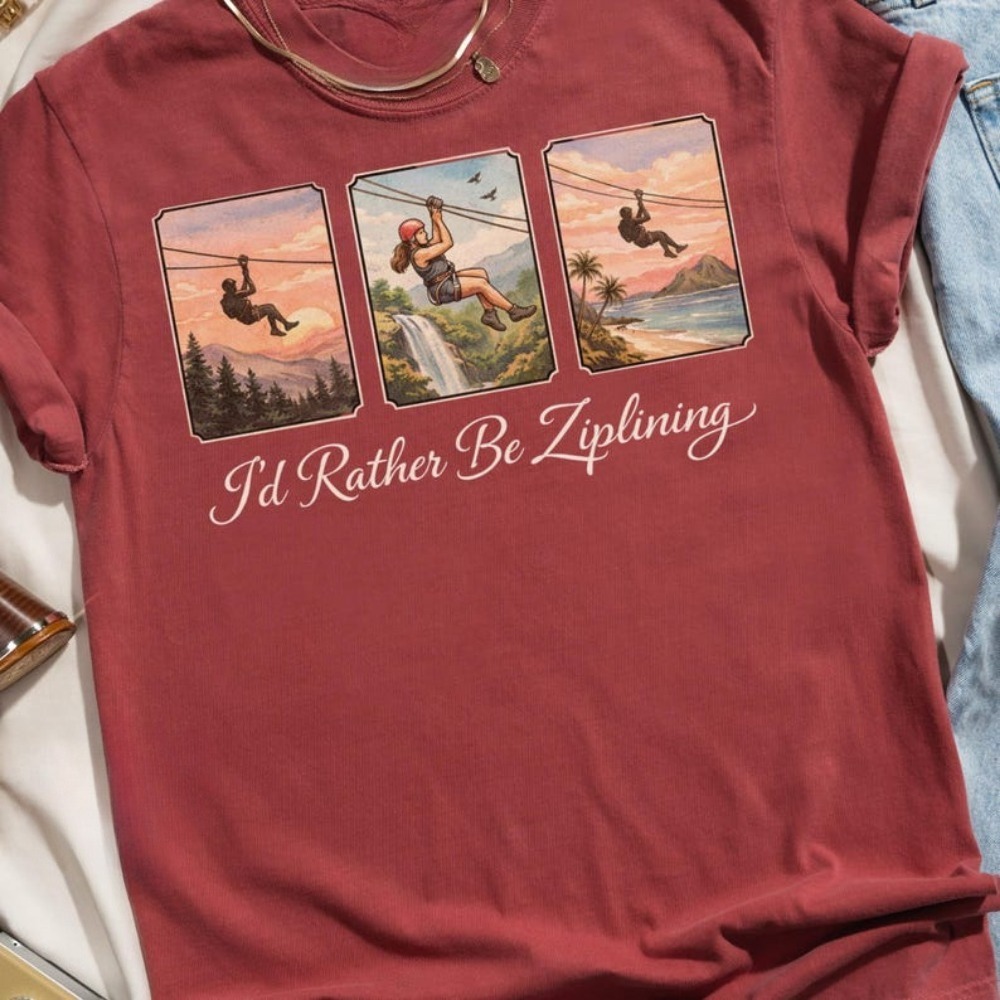 I'd Rather Be Ziplining T-Shir - Outdoor Adventure Zipline recension och pris